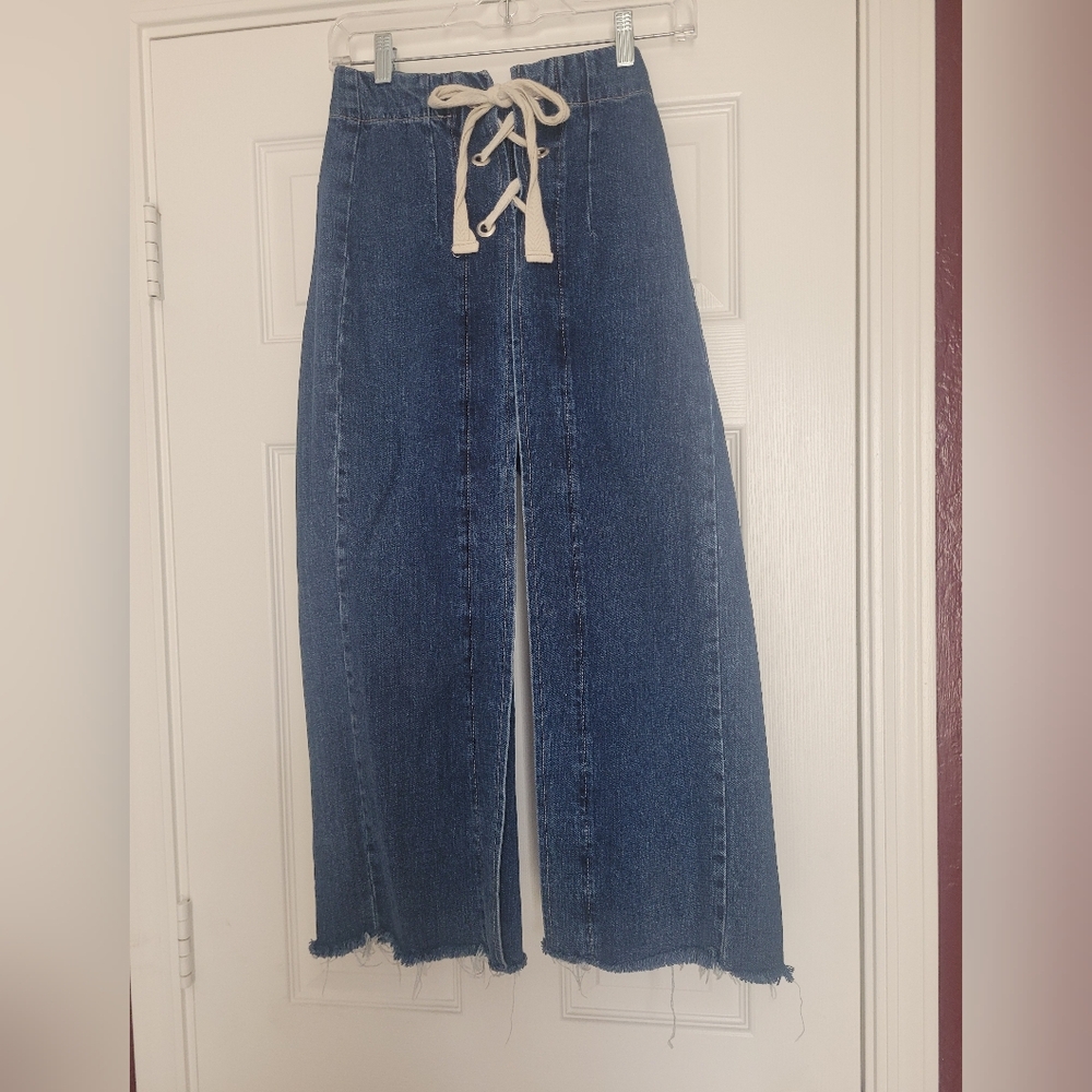 TOPSHOP MOTO crop wide leg jeans 26